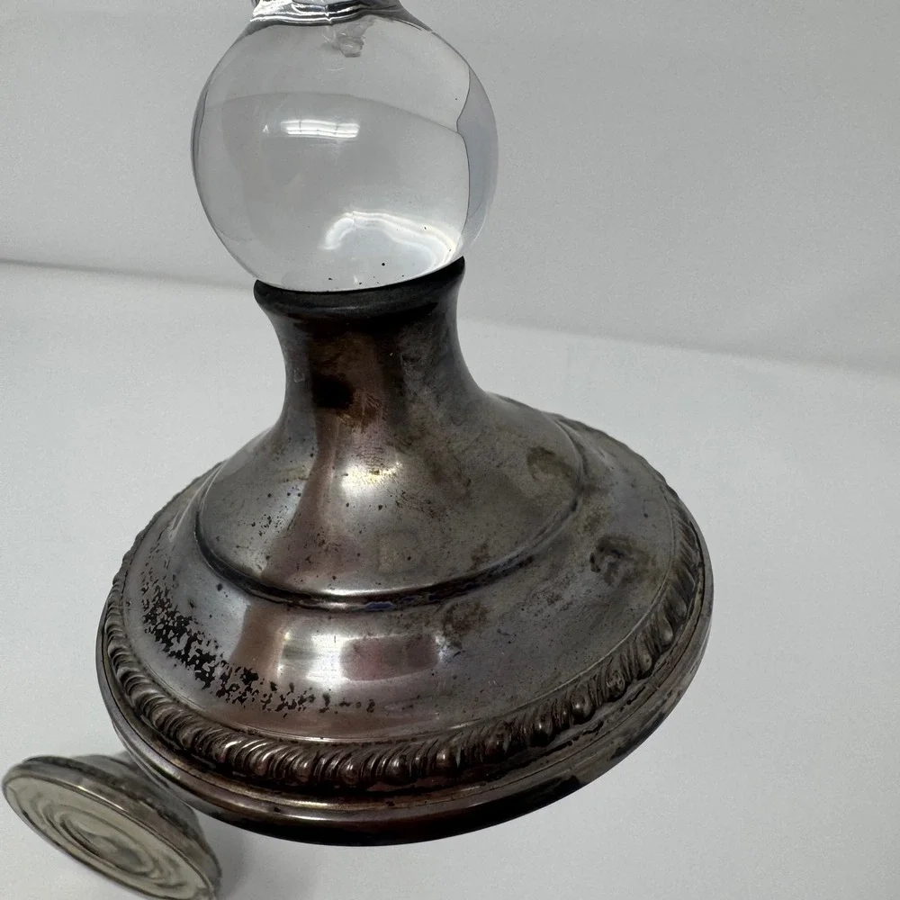 VTG Reed and Barton Weighted Sterling Silver 464 Glass Candlestick Holders Pair